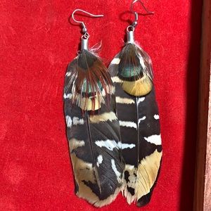 Brown feather earrings